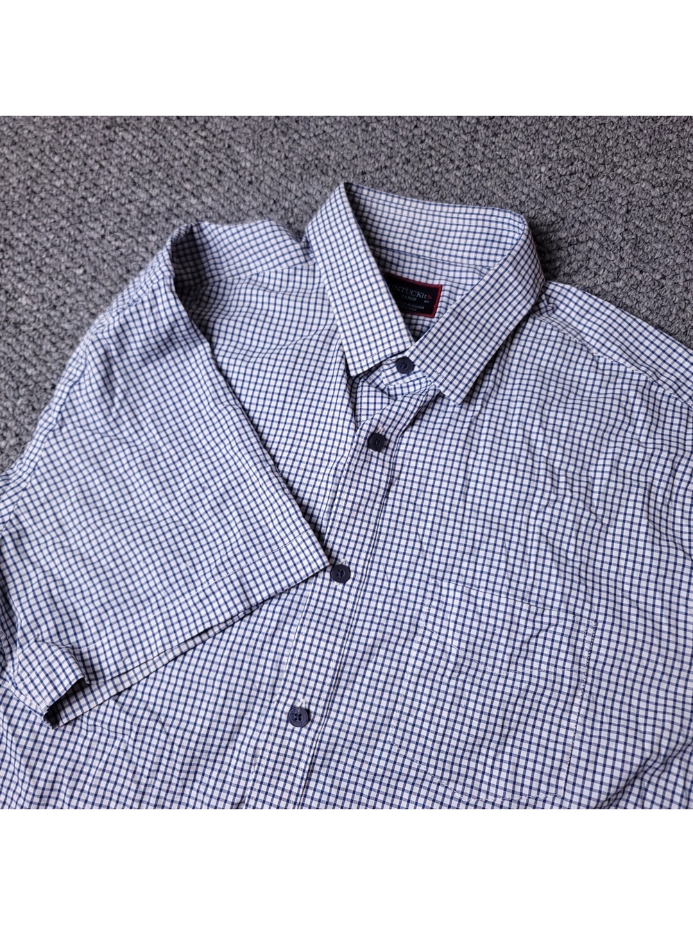 UNTUCKIT De Bortoli Shirt Mens L Large Button Short Sleeve Blue Nylon